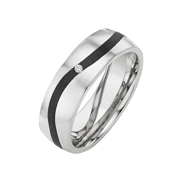 Preview: Silber Carbonring SR1936 mit Diamant